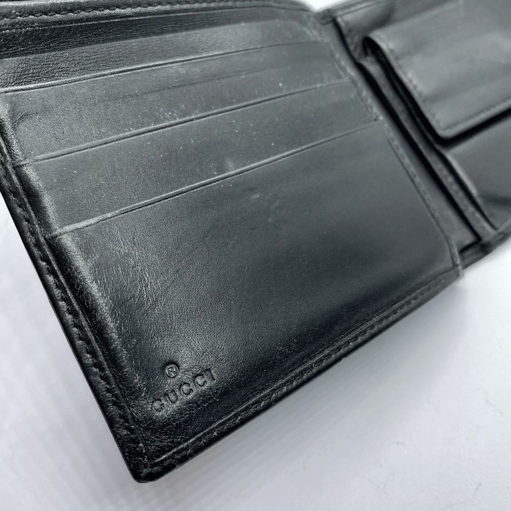 Authentic Gucci Black Canvas & Leather Bifold Wallet **FLAWS** - Picture 8 of 12